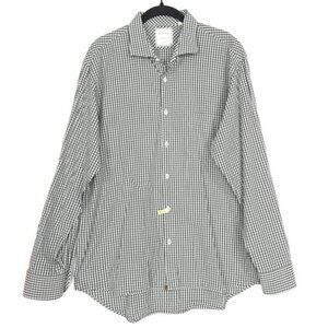 BILLY REID Men's Shirt LARGE Standard Cut Gingham Check Black White Plaid Cotton